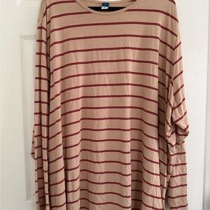 Old Navy Beige and Red Striped Long Sleeve Tee - 4X